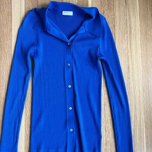 Babaton Vibrant Blue Ribbed Cardigan